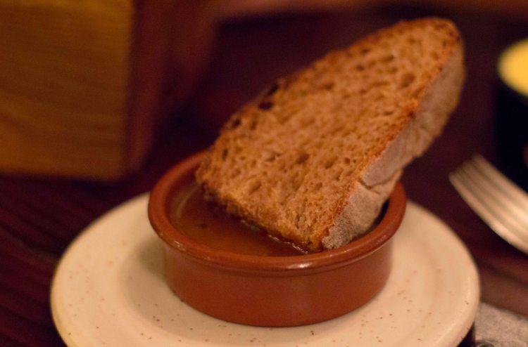 "Willows Inn bread with pan drippings"